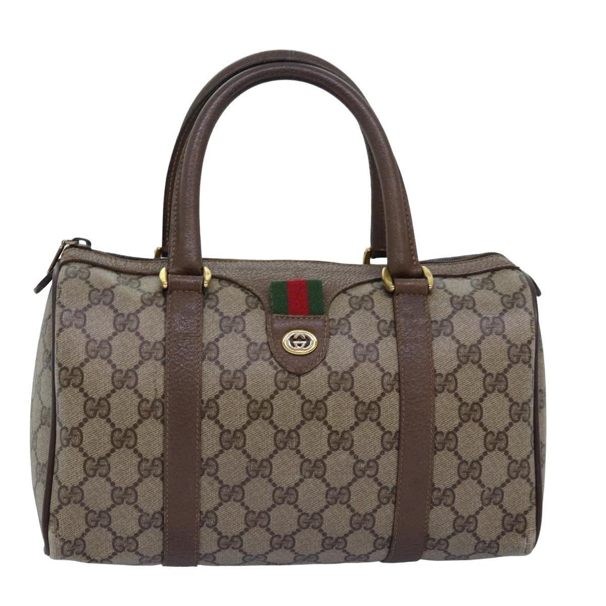 GUCCI GG Supreme Web Sherry Line Hand Bag PVC Beige Red 40 02 006 Auth 76193