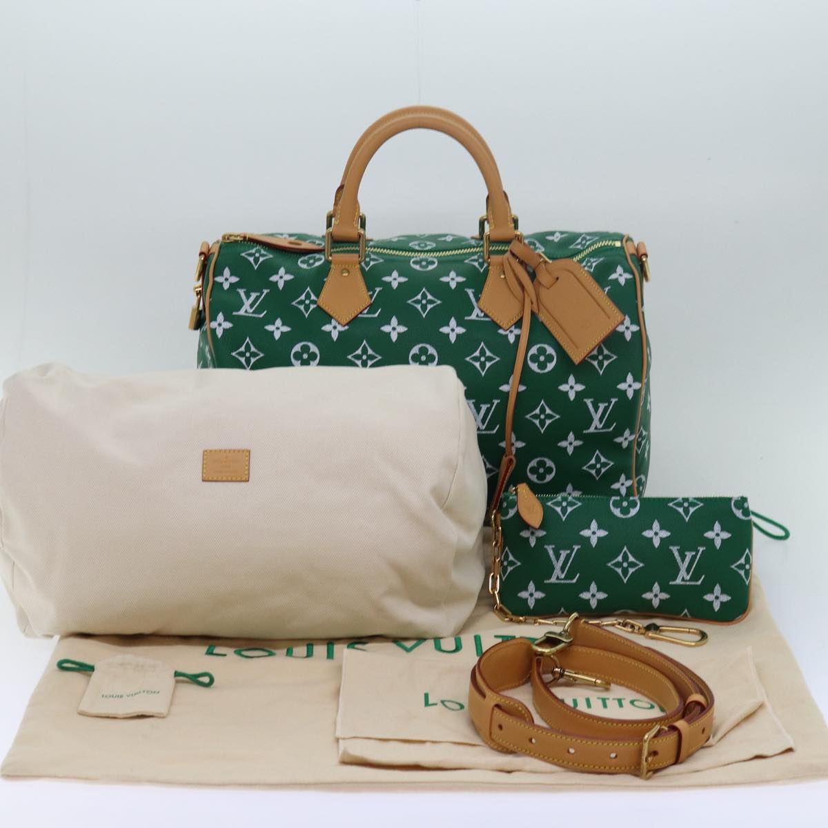 LOUIS VUITTON Monogram Speedy P9 Bandouliere 40 Bag Green M24417 LV Auth 76199S