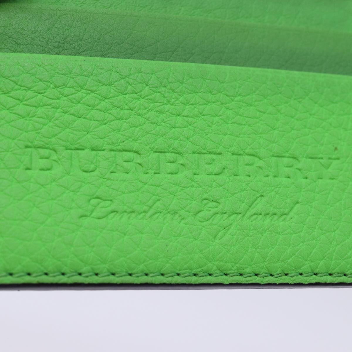 BURBERRY Card Case Leather Green Auth 76202