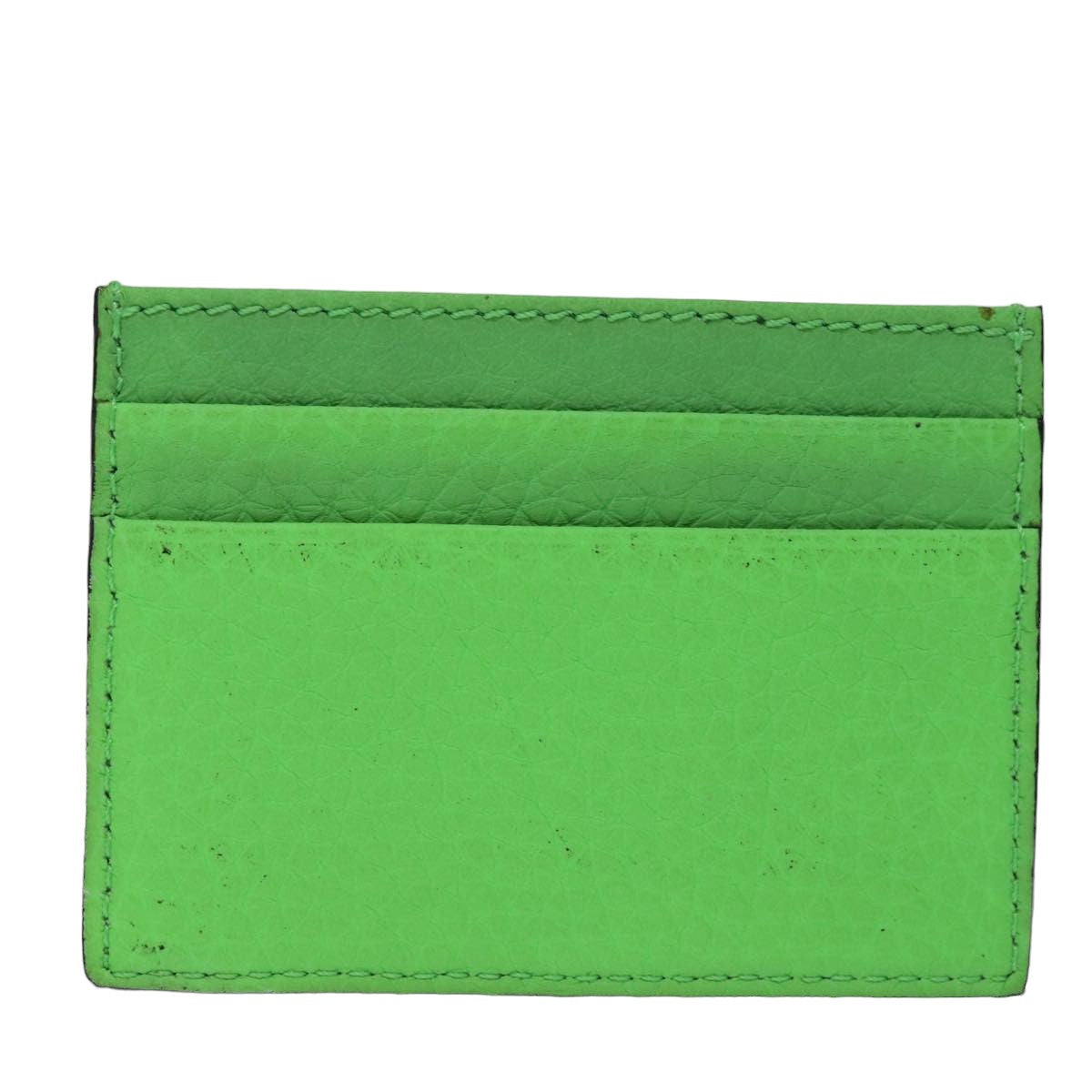 BURBERRY Card Case Leather Green Auth 76202