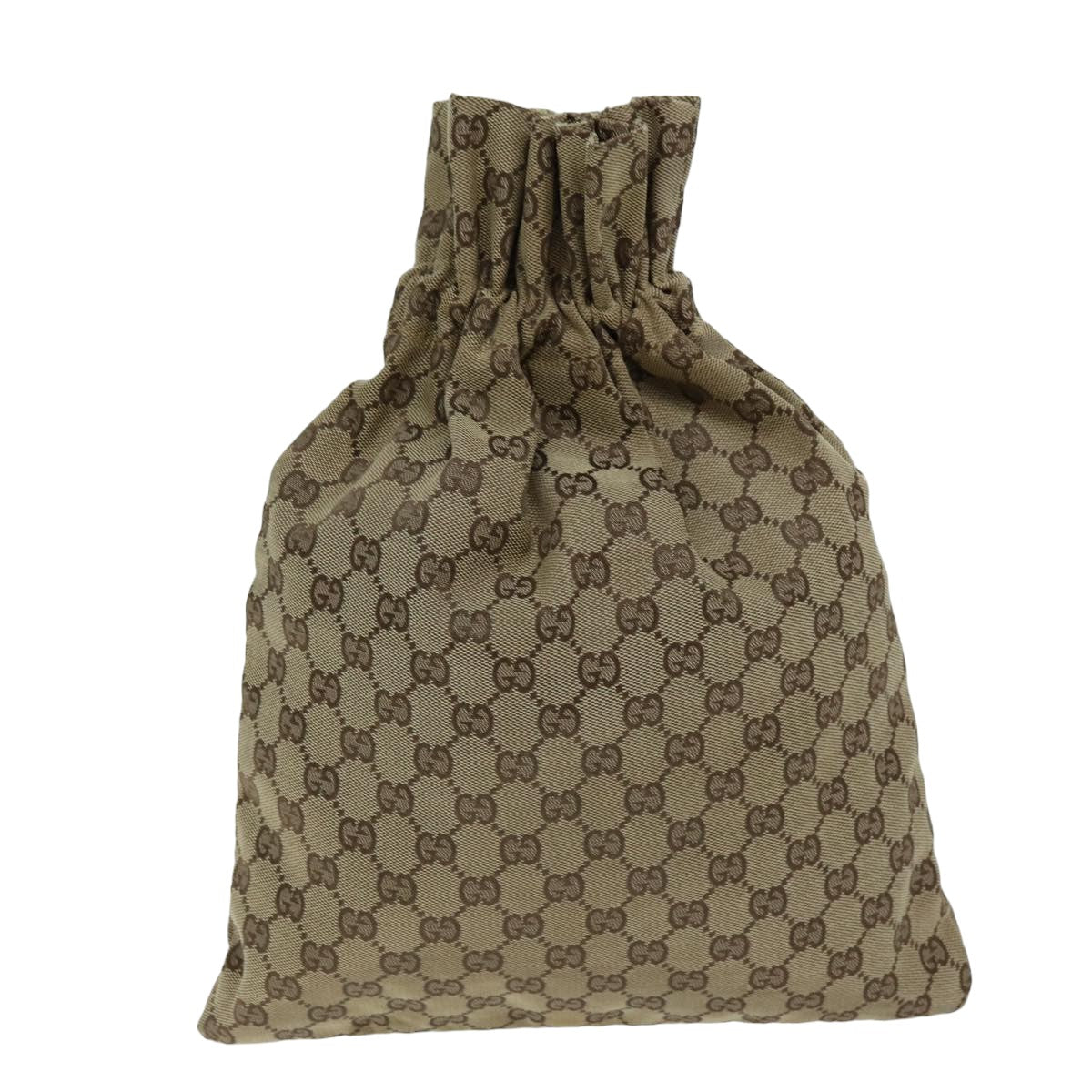 GUCCI GG Canvas Drawstring Pouch Beige 014 1136 3754 Auth 76205 - 0