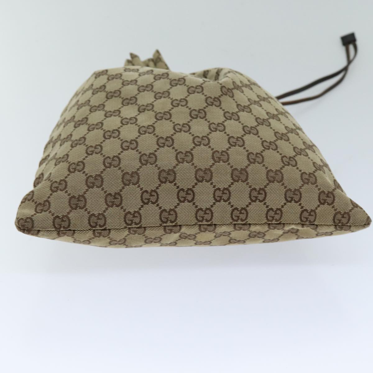 GUCCI GG Canvas Drawstring Pouch Beige 014 1136 3754 Auth 76205