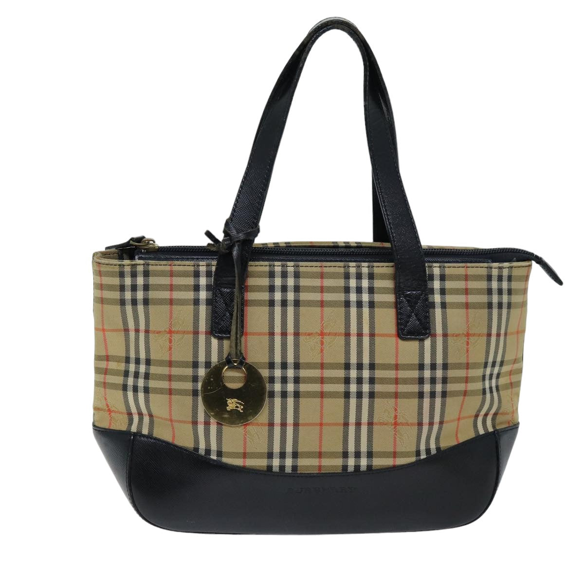 BURBERRY Nova Check Hand Bag Canvas Beige Auth 76210