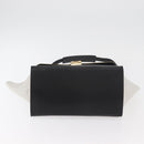 CELINE Trapeze Hand Bag Suede Leather 2way Black Khaki Auth 76216-14