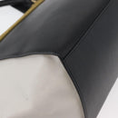 CELINE Trapeze Hand Bag Suede Leather 2way Black Khaki Auth 76216-10