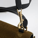 CELINE Trapeze Hand Bag Suede Leather 2way Black Khaki Auth 76216-11