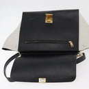 CELINE Trapeze Hand Bag Suede Leather 2way Black Khaki Auth 76216-19