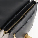 CELINE Trapeze Hand Bag Suede Leather 2way Black Khaki Auth 76216-20