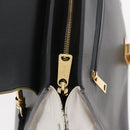CELINE Trapeze Hand Bag Suede Leather 2way Black Khaki Auth 76216-12