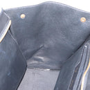 CELINE Trapeze Hand Bag Suede Leather 2way Black Khaki Auth 76216-26