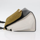 CELINE Trapeze Hand Bag Suede Leather 2way Black Khaki Auth 76216-4