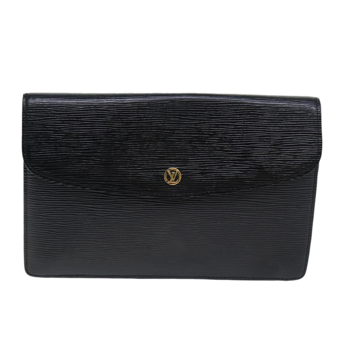 LOUIS VUITTON Epi Montaigne 27 Clutch Bag Black M52652 LV Auth 76223