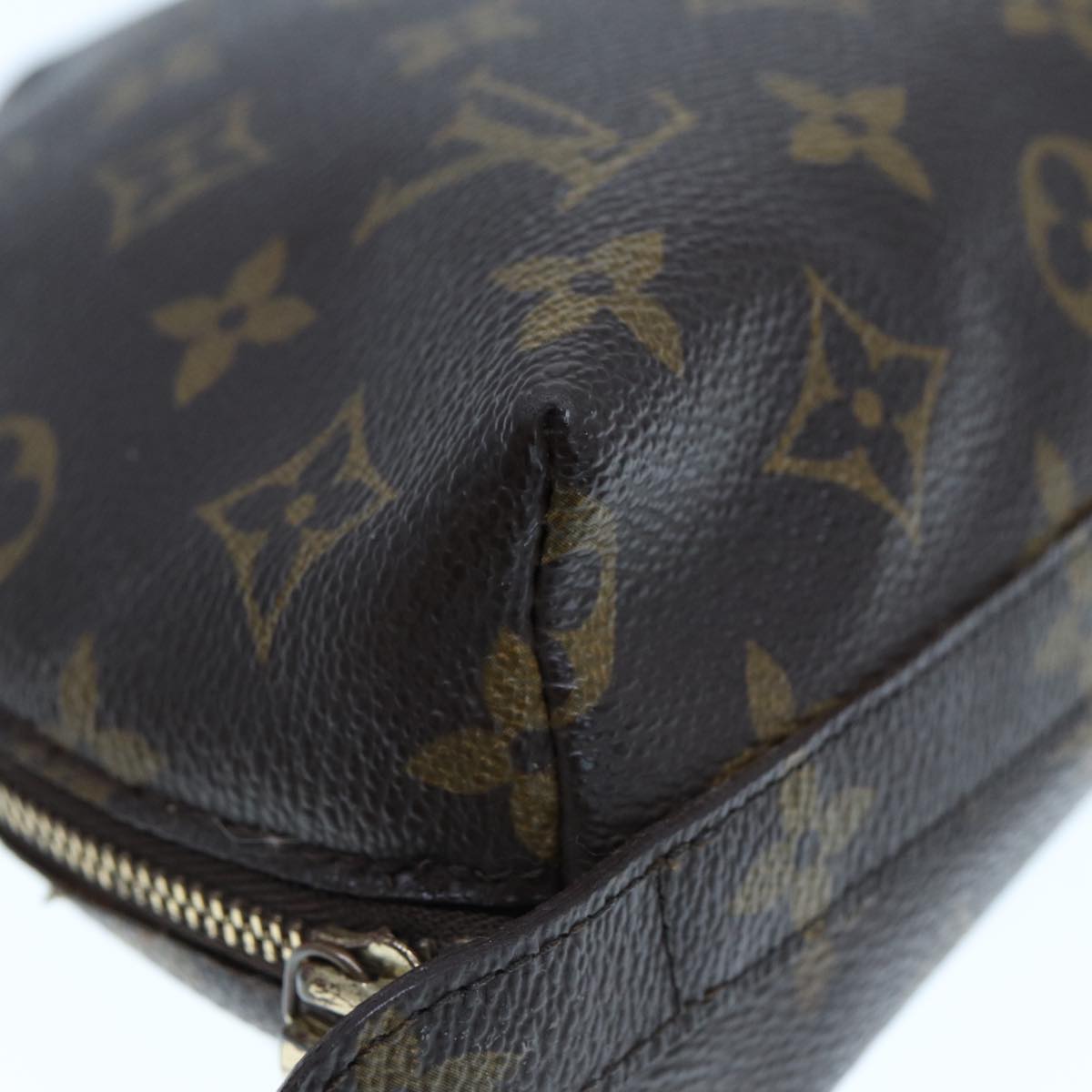 LOUIS VUITTON Monogram Trousse Demi Ronde Cosmetic Pouch M47520 LV Auth 76246