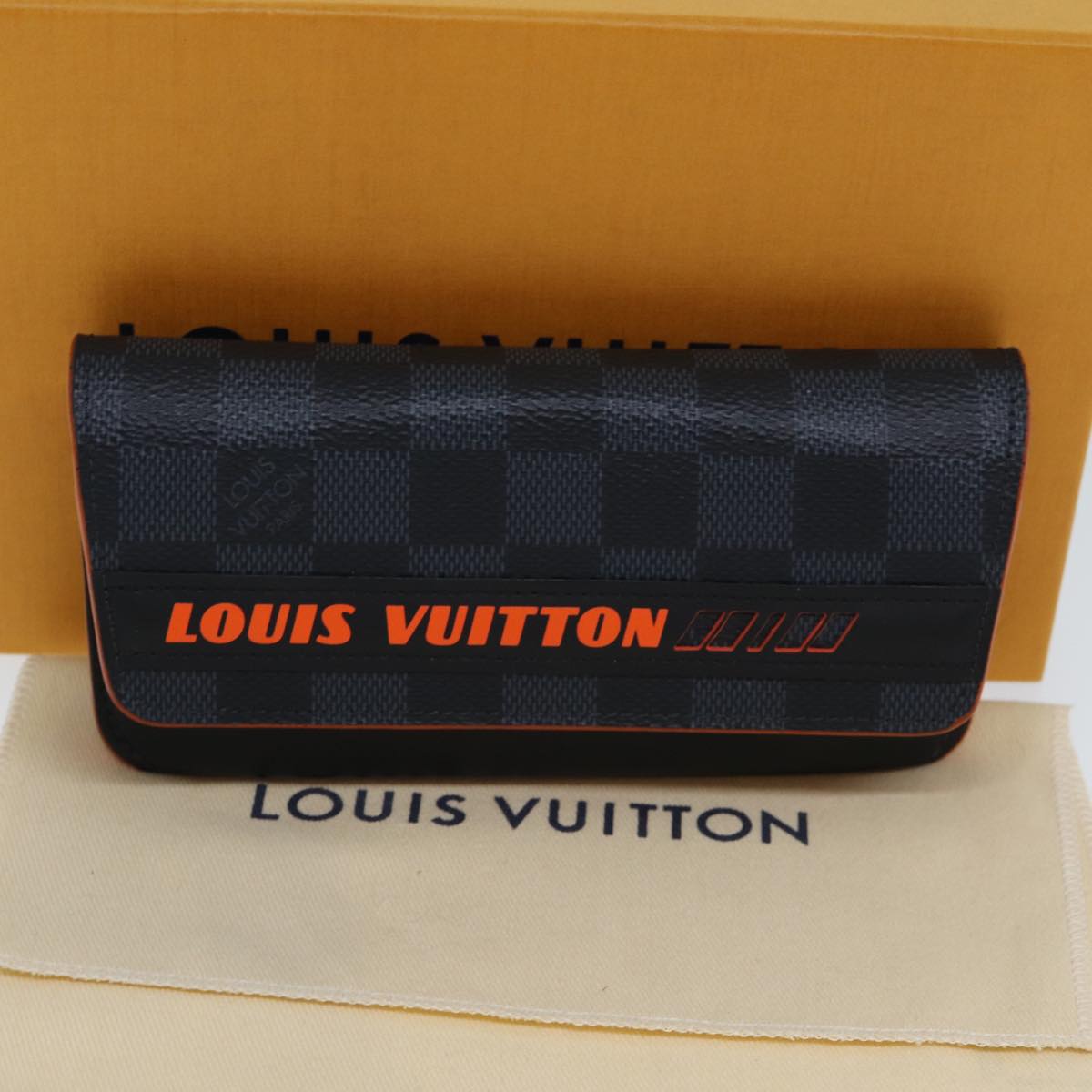 LOUIS VUITTON Damier Cobalt Etui Lunette Woody Glasses Case GI0380 LV Auth 76275