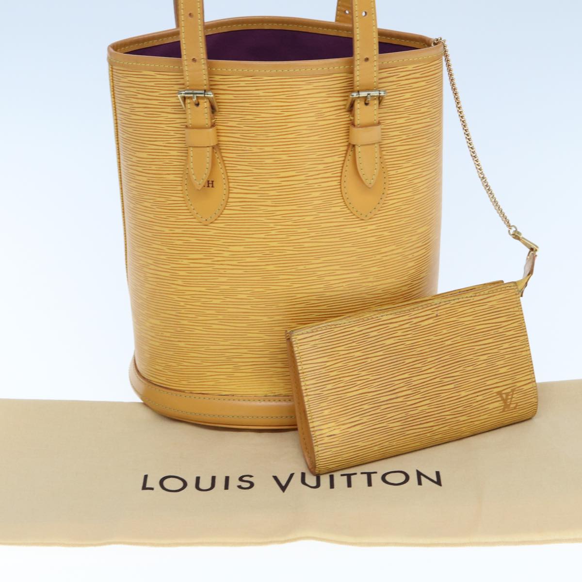 LOUIS VUITTON Epi Bucket PM Shoulder Bag SPO Yellow LV Auth 76283