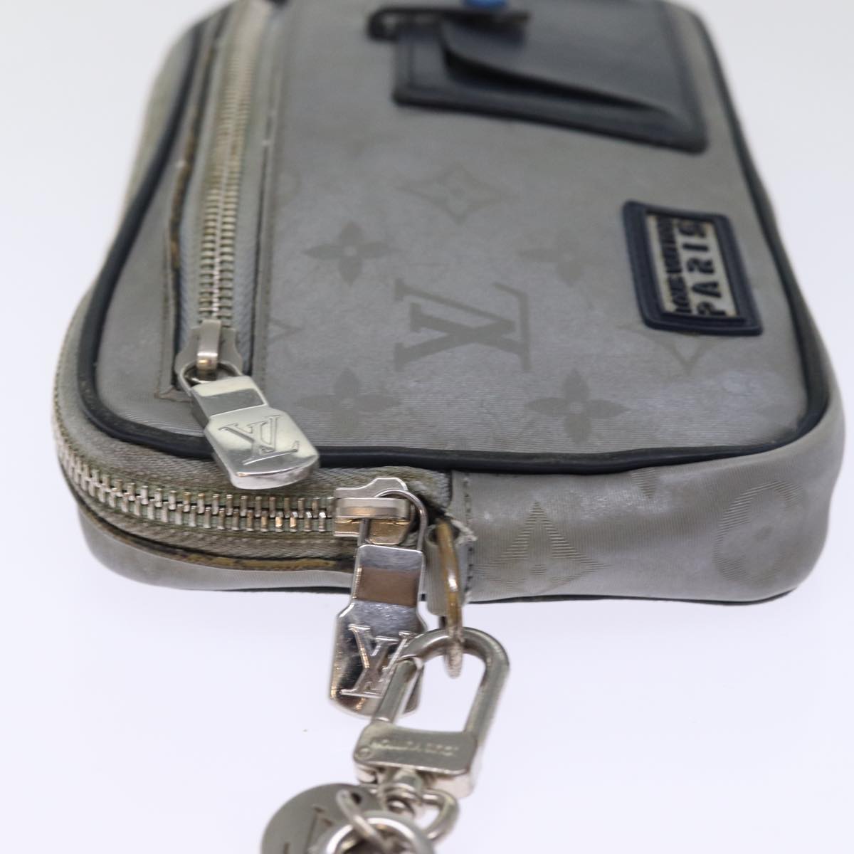 LOUIS VUITTON Monogram Satellite Alpha Pouch Silver M44178 LV Auth 76291