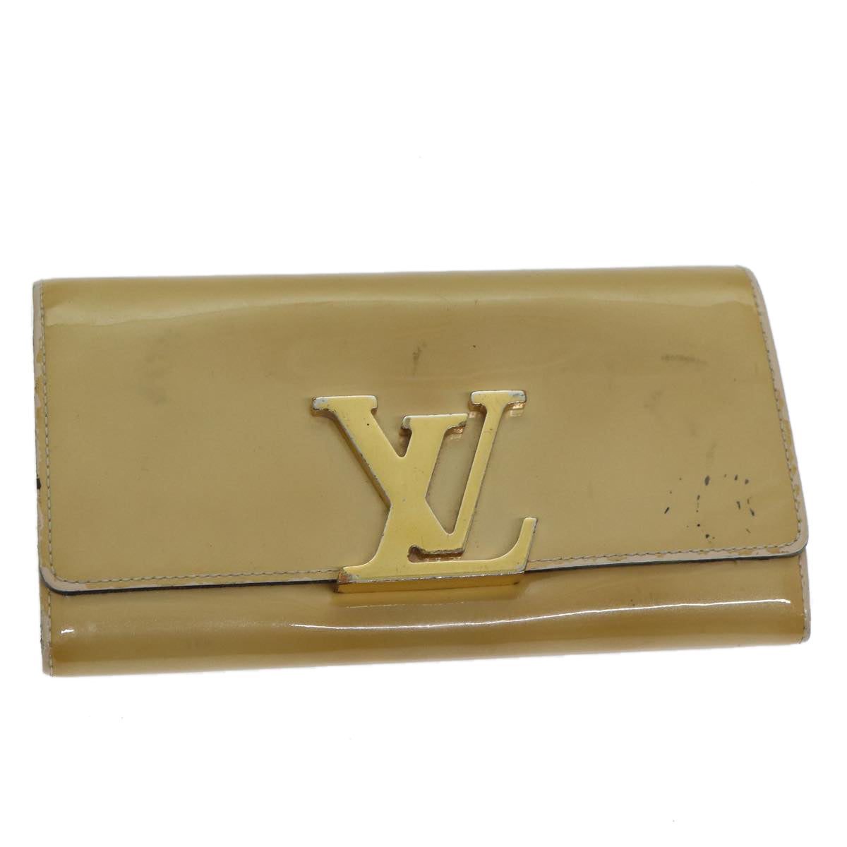 LOUIS VUITTON Vernis Portefeuille Louise Wallet Beige Dunne M61318 LV Auth 76297