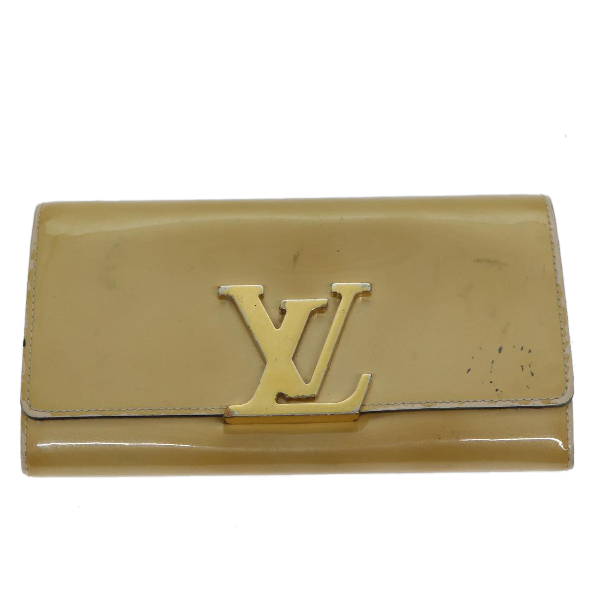 LOUIS VUITTON Vernis Portefeuille Louise Wallet Beige Dunne M61318 LV Auth 76297