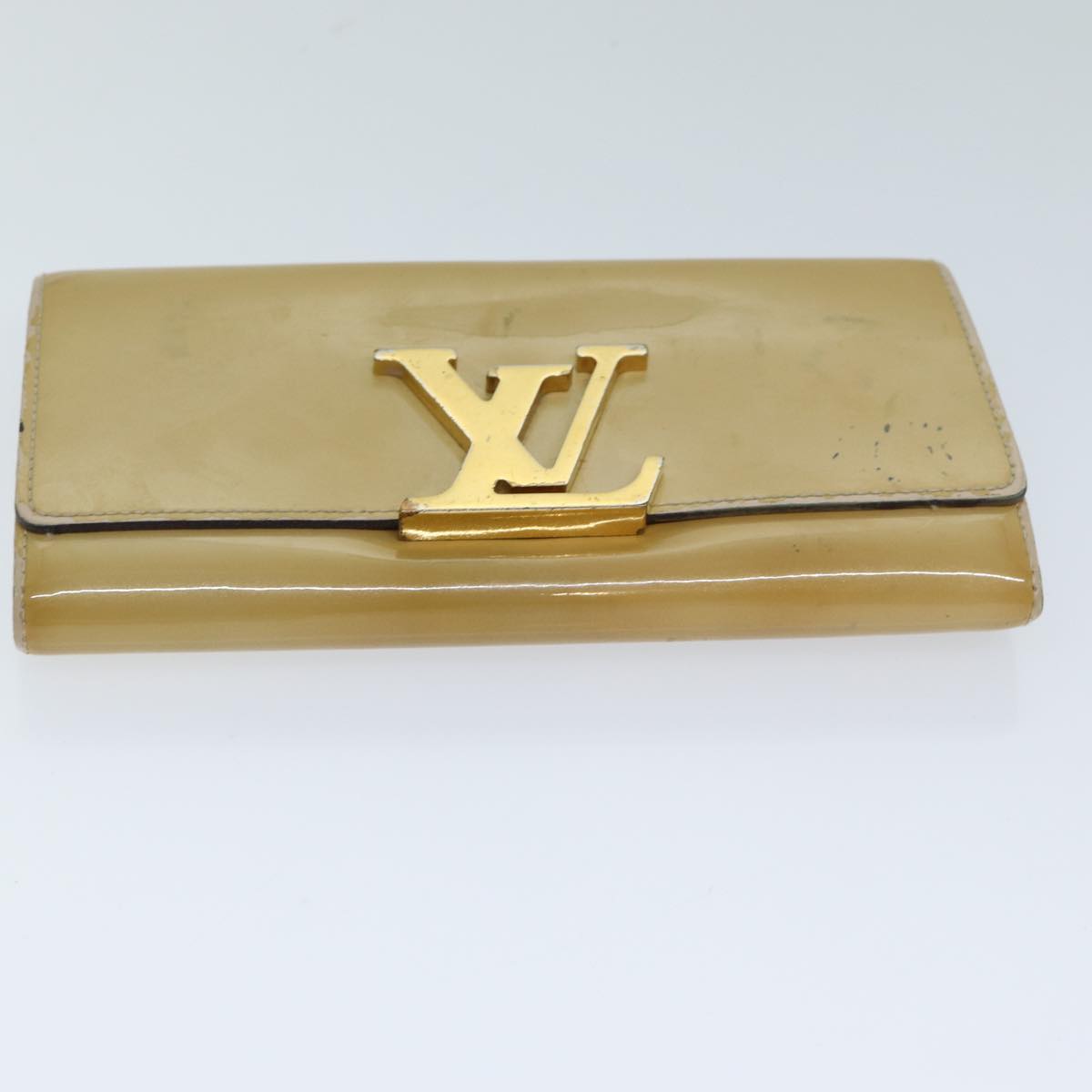 LOUIS VUITTON Vernis Portefeuille Louise Wallet Beige Dunne M61318 LV Auth 76297