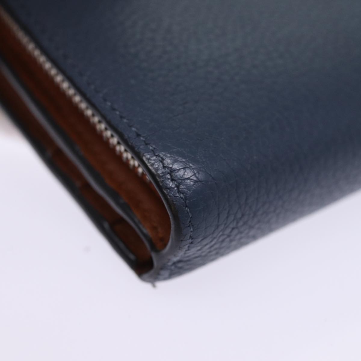 LOEWE Wallet Leather Blue Auth 76309