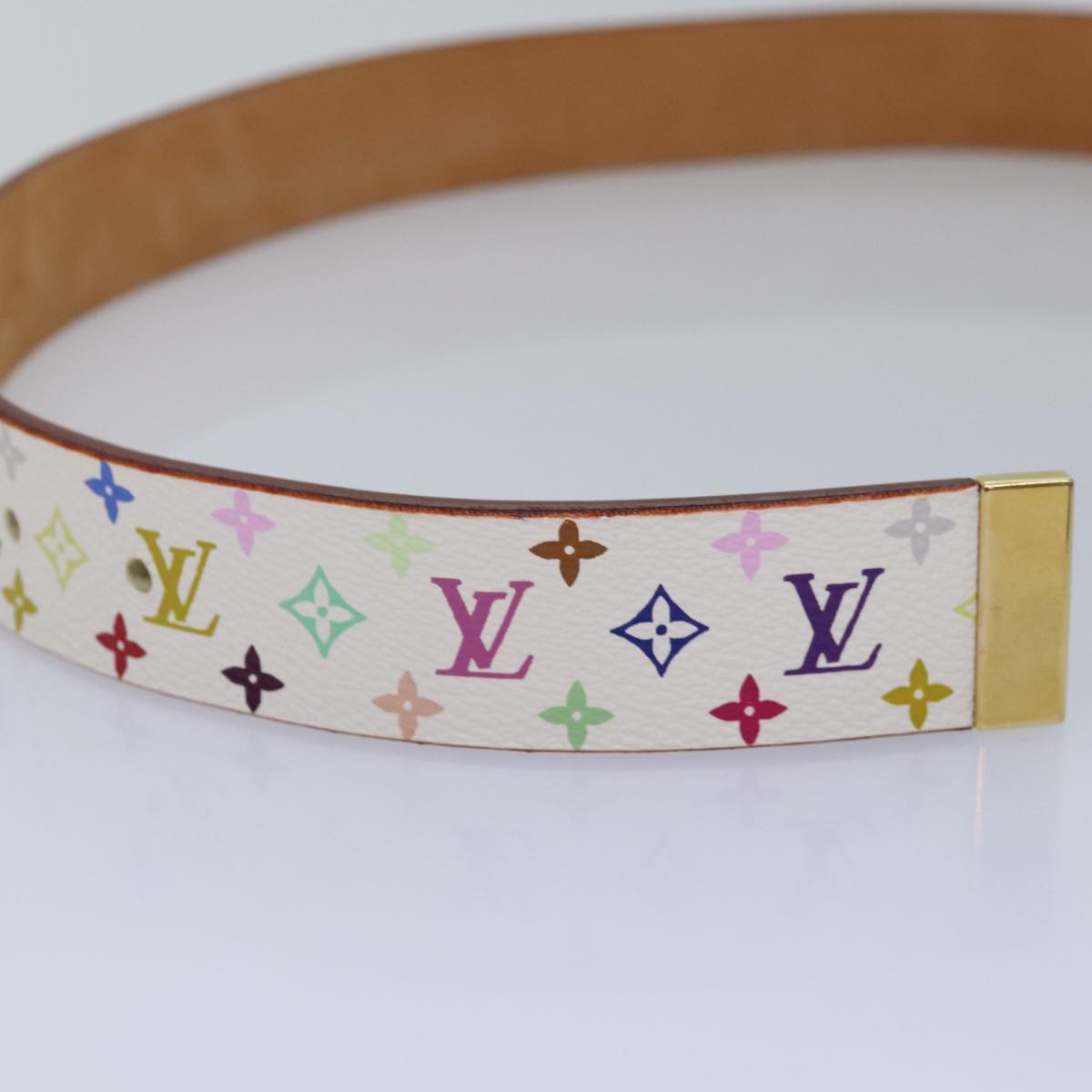 LOUIS VUITTON Monogram Multicolor Ceinture Carre Belt White M9270U LV Auth 76310