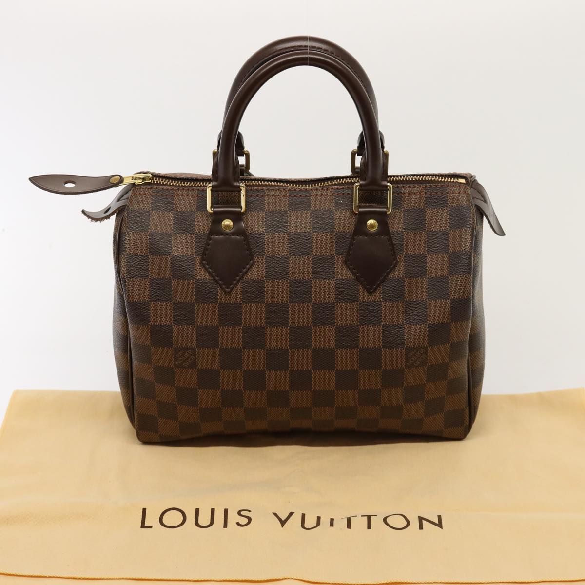 LOUIS VUITTON Damier Ebene Speedy 25 Hand Bag N41532 LV Auth 76330