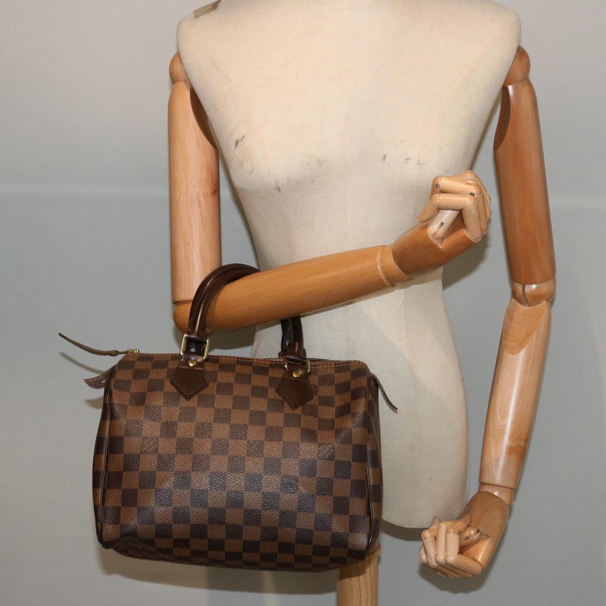 LOUIS VUITTON Damier Ebene Speedy 25 Hand Bag N41532 LV Auth 76330