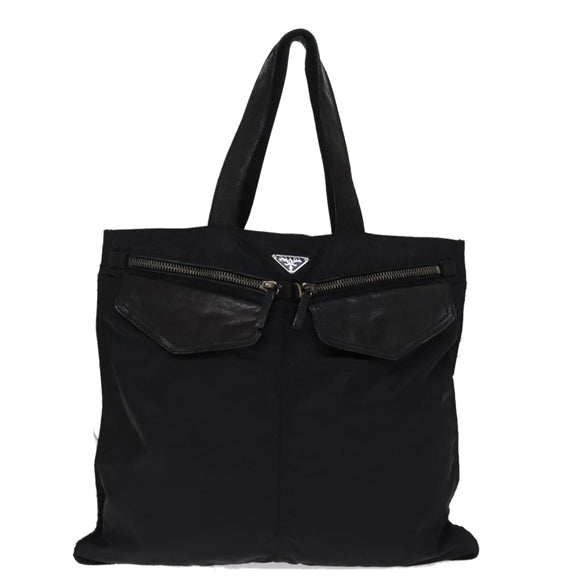 PRADA Tote Bag Nylon Black Auth 76367
