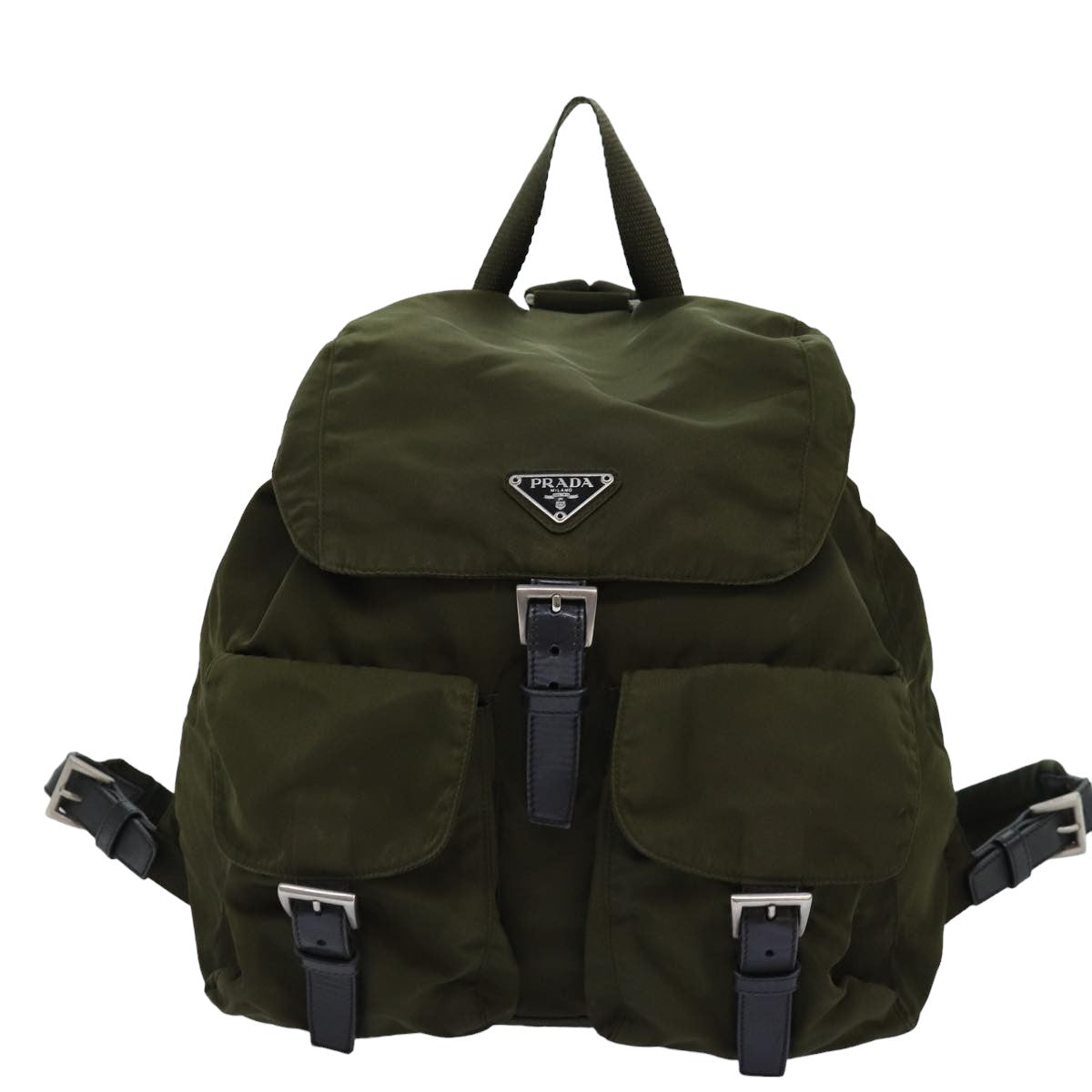 PRADA Backpack Nylon Khaki Auth 76369