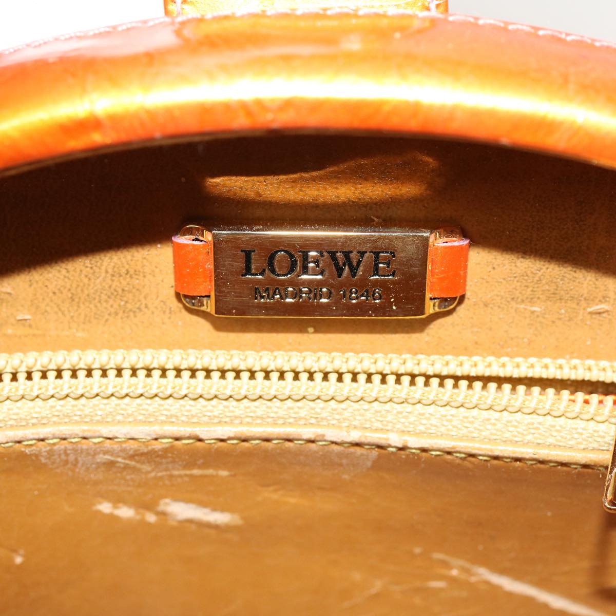 LOEWE Shoulder Bag Patent leather 2way Orange Auth 76375