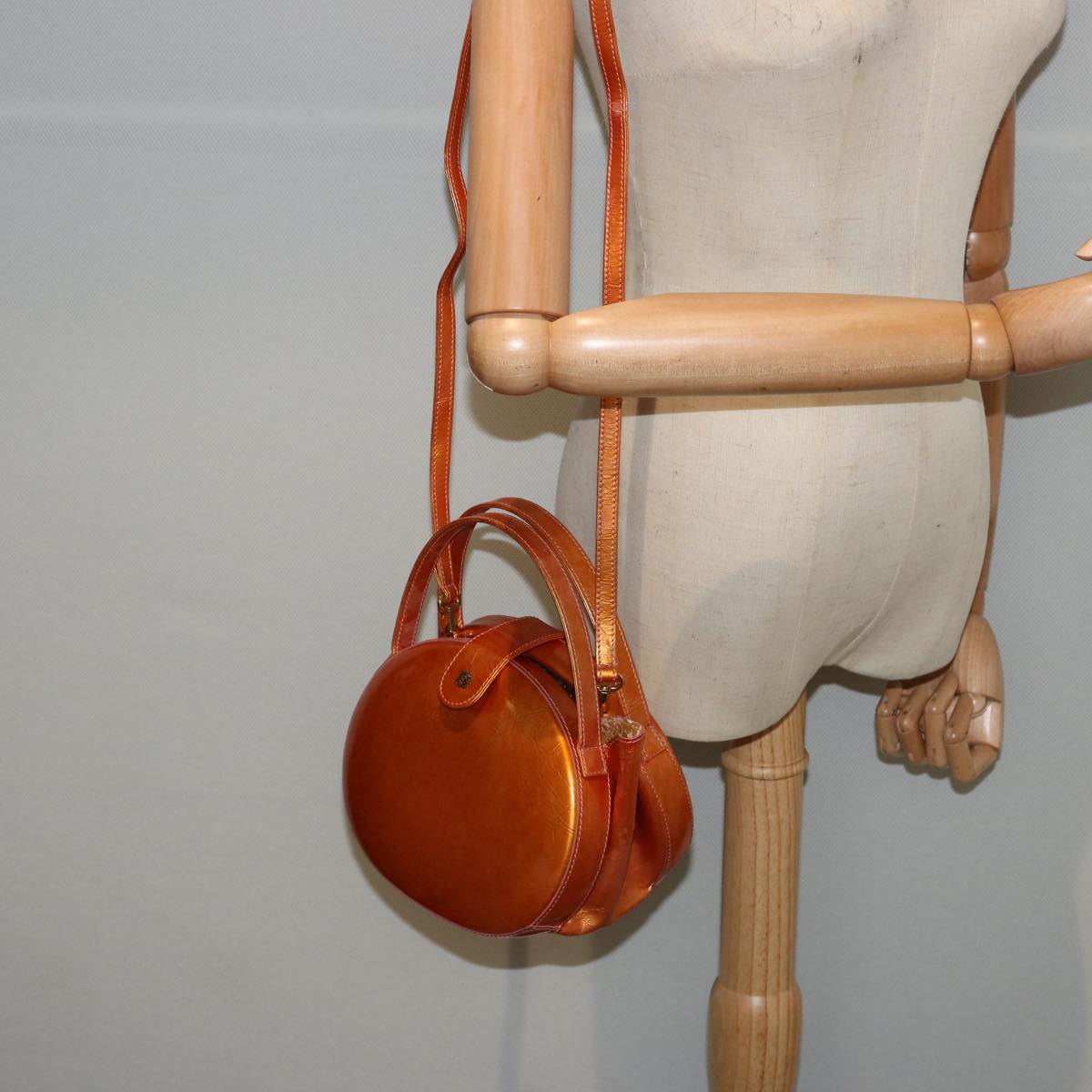 LOEWE Shoulder Bag Patent leather 2way Orange Auth 76375