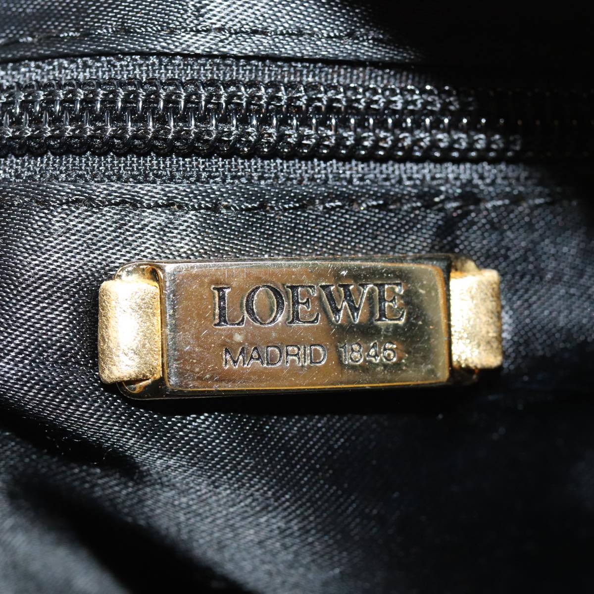 LOEWE Shoulder Bag Leather Gold Auth 76376