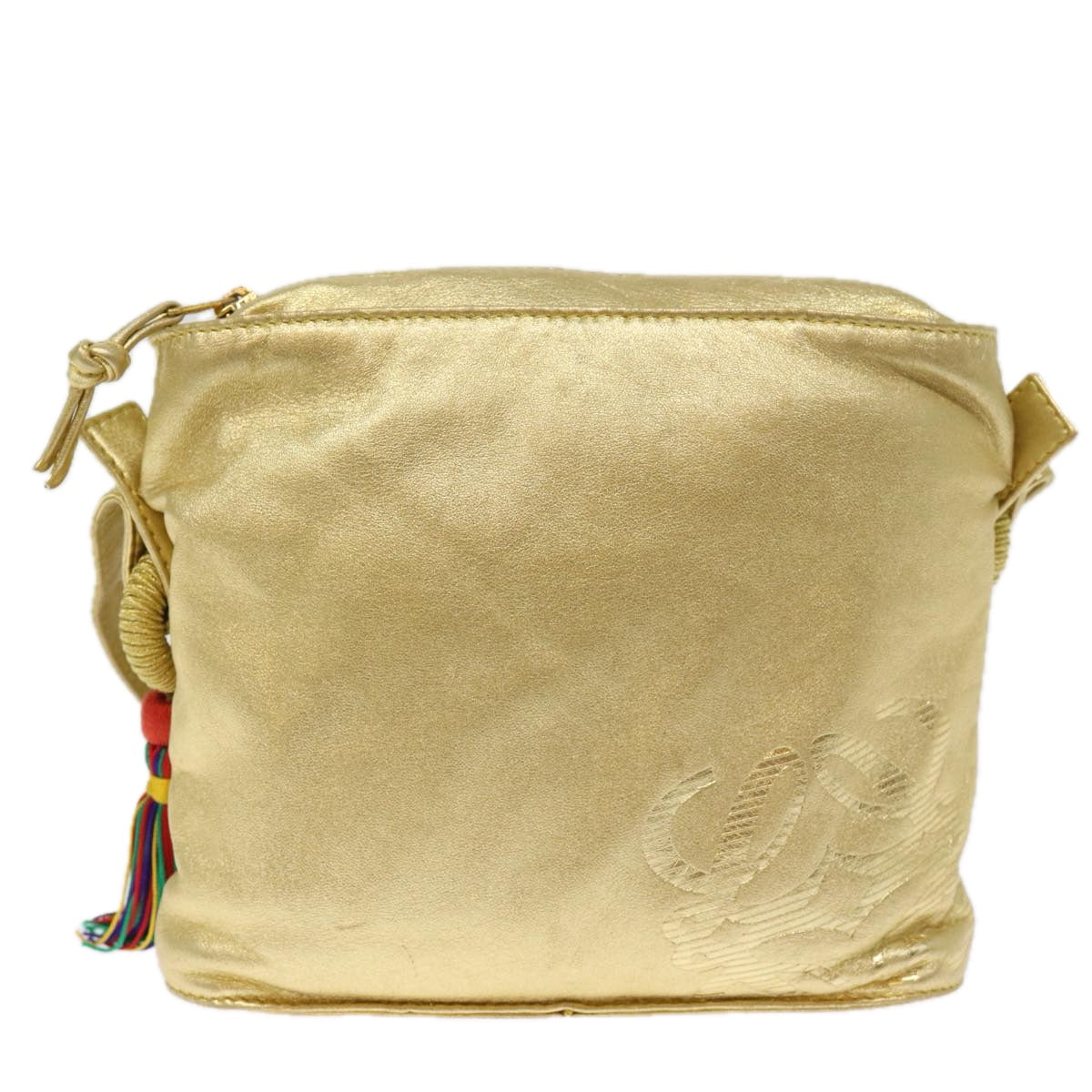 LOEWE Shoulder Bag Leather Gold Auth 76376