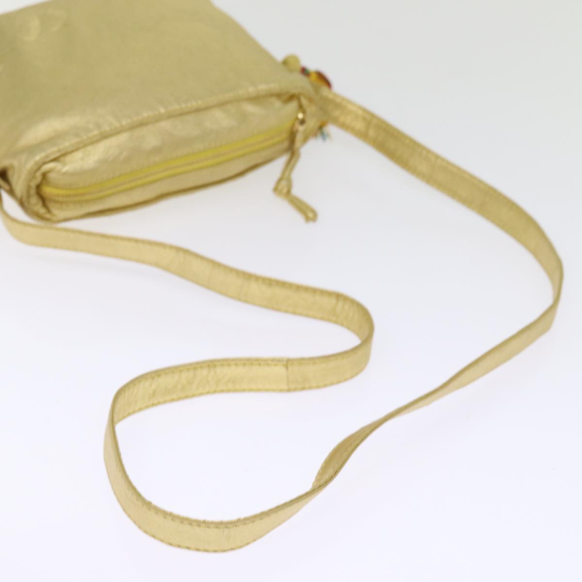 LOEWE Shoulder Bag Leather Gold Auth 76376