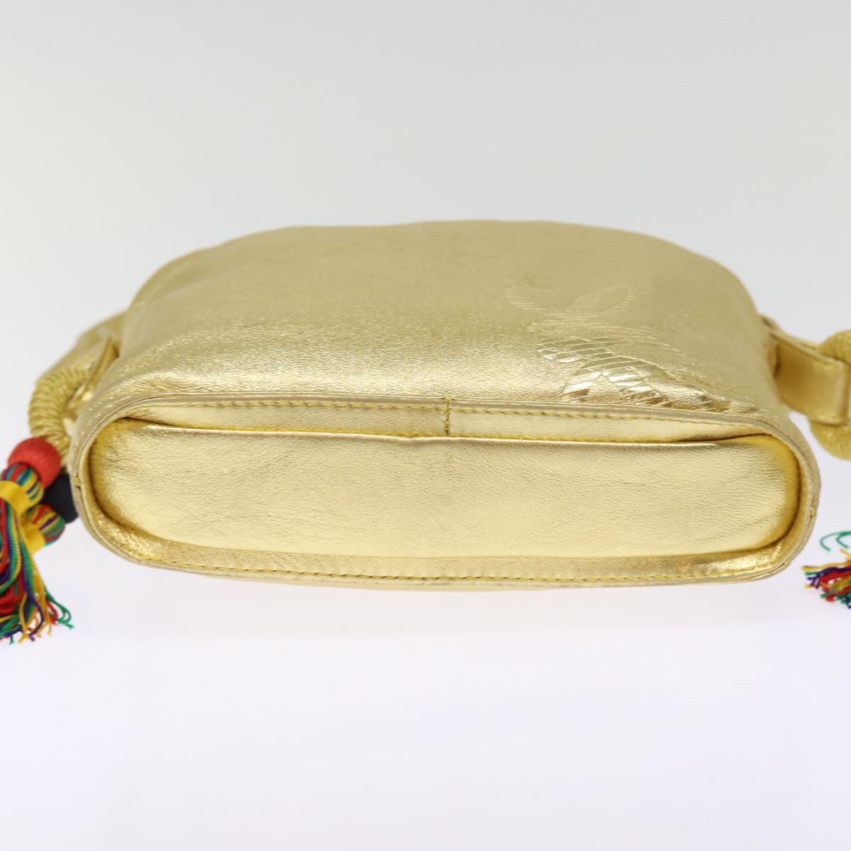 LOEWE Shoulder Bag Leather Gold Auth 76376