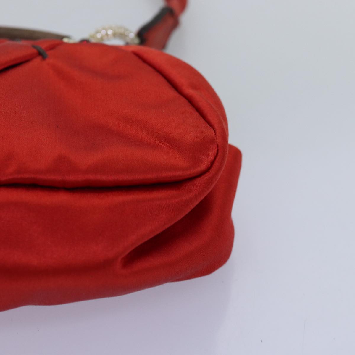 VALENTINO Shoulder Bag Satin Red Auth 76379