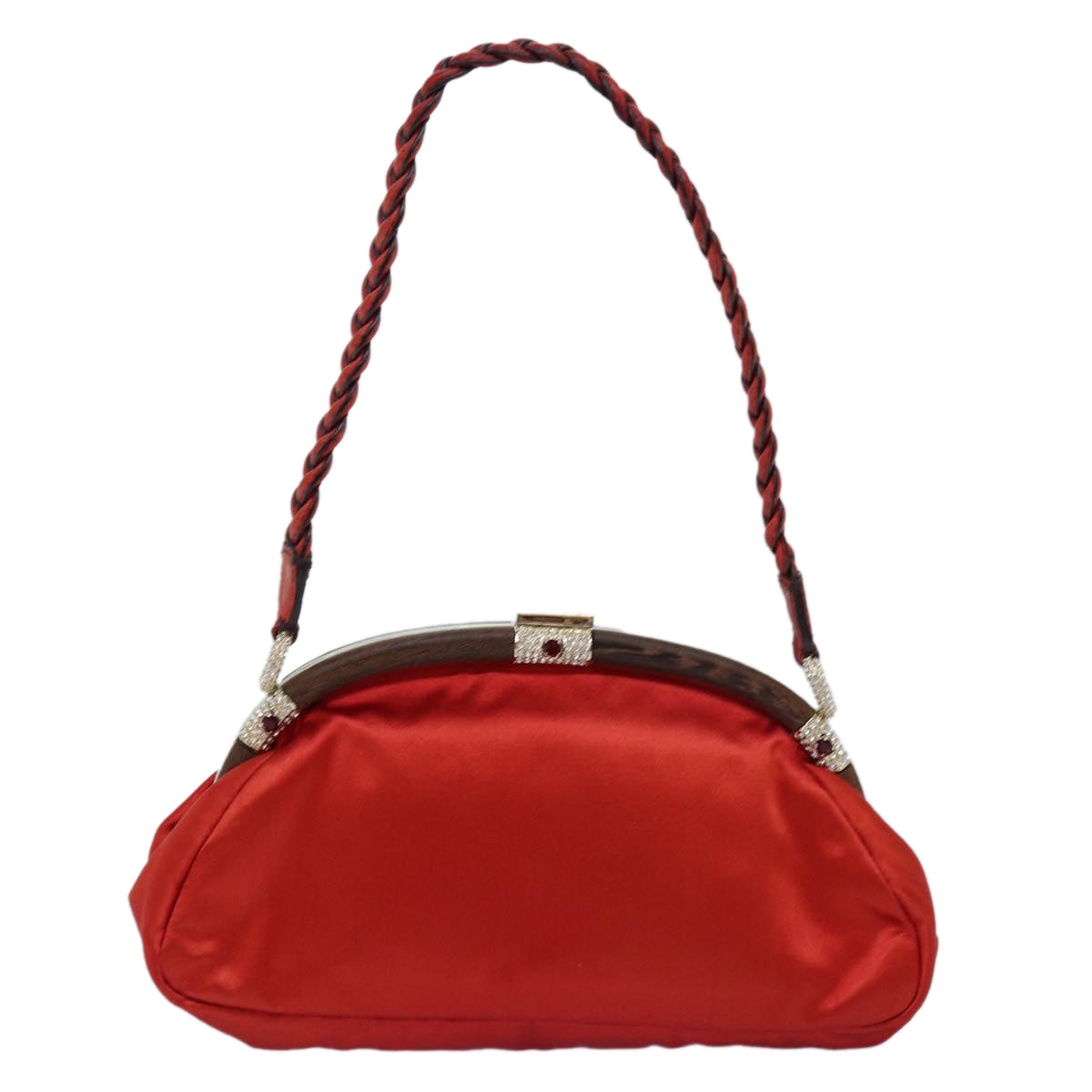 VALENTINO Shoulder Bag Satin Red Auth 76379 - 0
