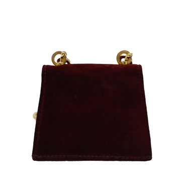 Salvatore Ferragamo Chain Shoulder Bag Suede Red Auth 76383 - 0