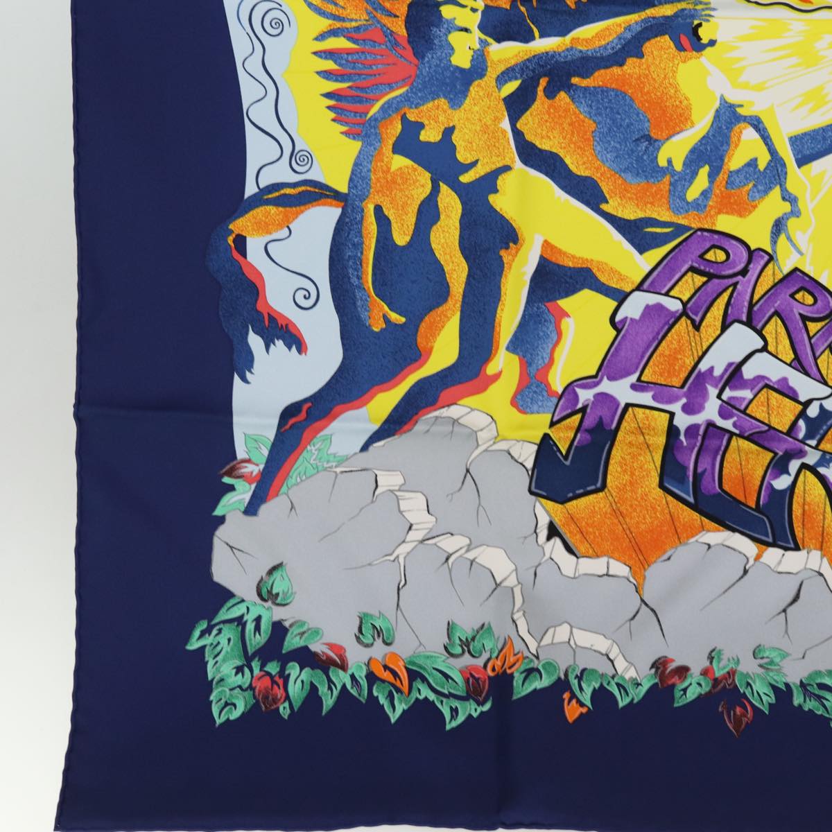 HERMES Carre 90 Scarf ""THE ALFEE AUBE LIBRE COMME L' ANGE"" Silk Auth 76384