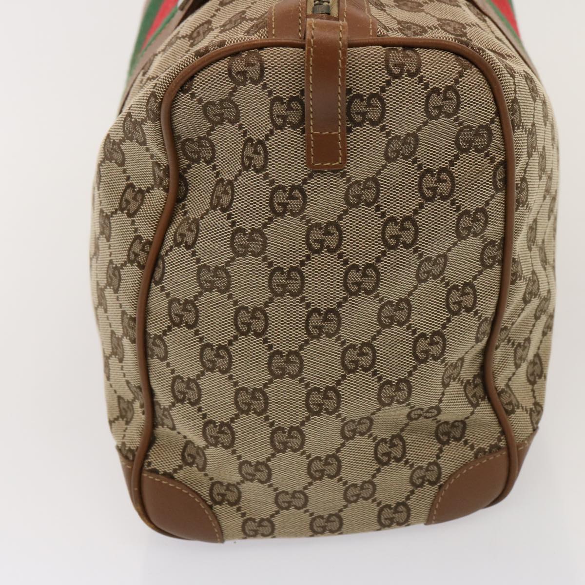 GUCCI GG Canvas Web Sherry Line Boston Bag Beige Red 2122 000 5301 Auth 76390