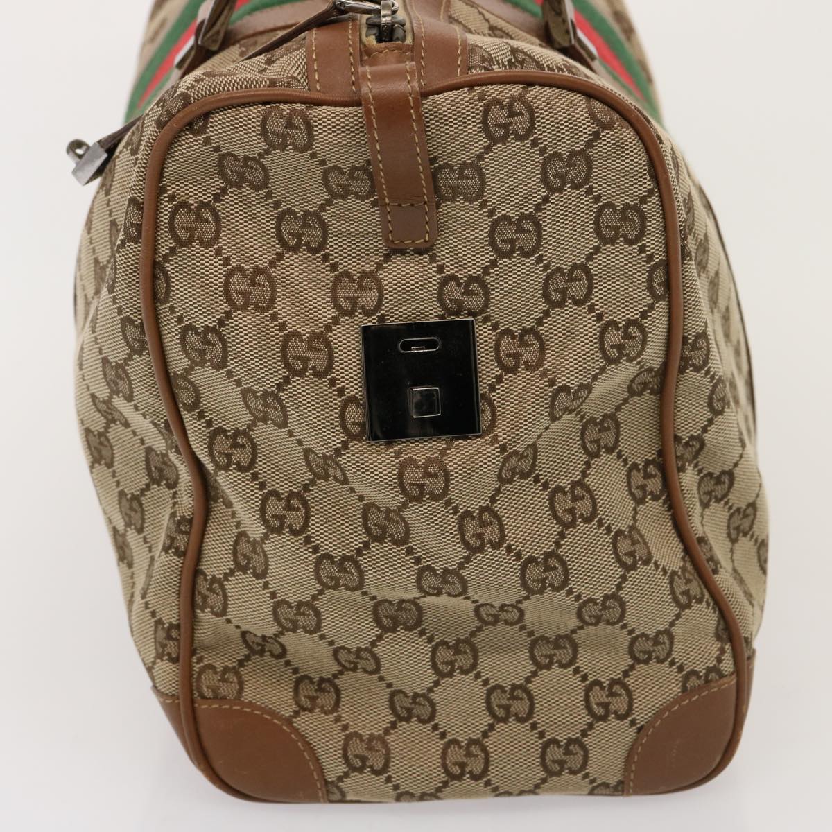 GUCCI GG Canvas Web Sherry Line Boston Bag Beige Red 2122 000 5301 Auth 76390