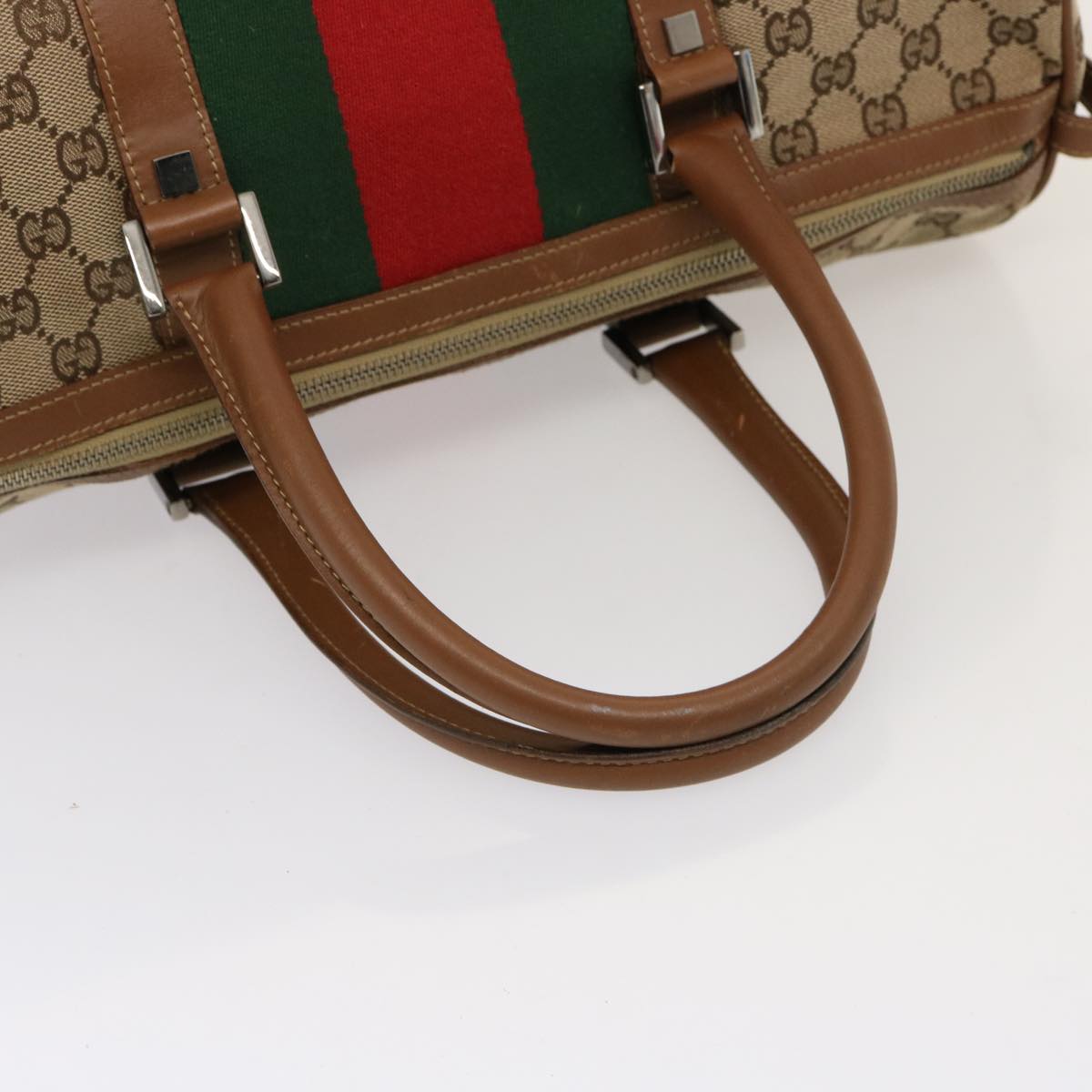 GUCCI GG Canvas Web Sherry Line Boston Bag Beige Red 2122 000 5301 Auth 76390