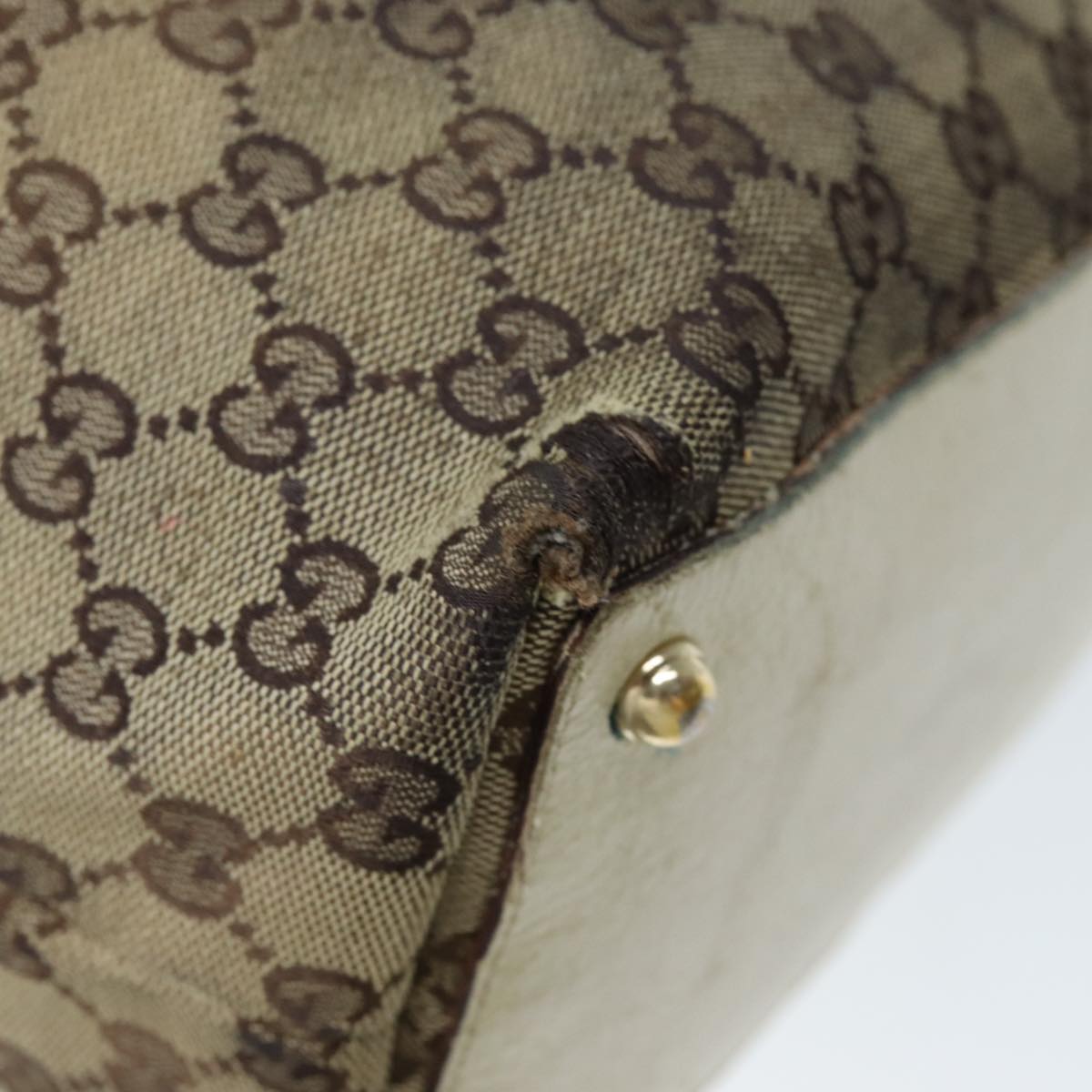 GUCCI GG Canvas Tote Bag Beige 120836 Auth 76391