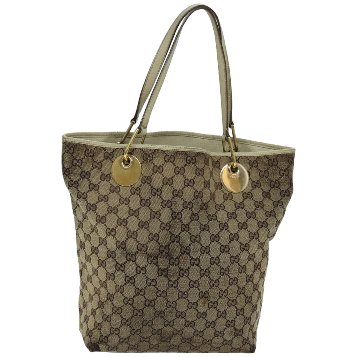 GUCCI GG Canvas Tote Bag Beige 120836 Auth 76391