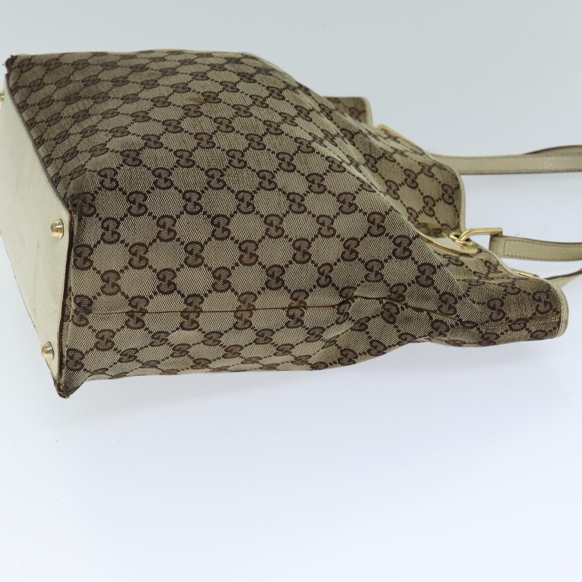 GUCCI GG Canvas Tote Bag Beige 120836 Auth 76391