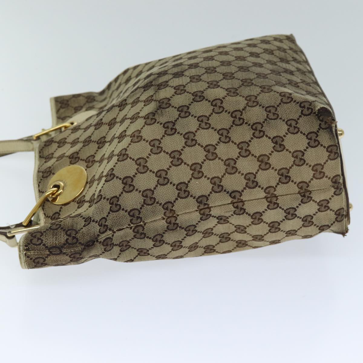 GUCCI GG Canvas Tote Bag Beige 120836 Auth 76391