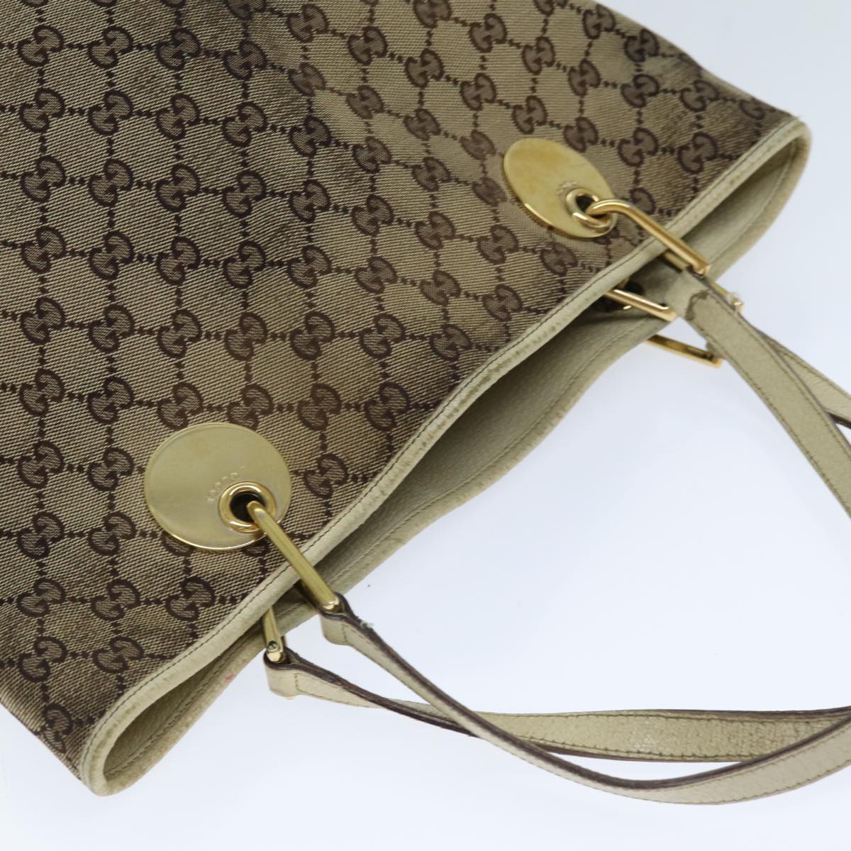 GUCCI GG Canvas Tote Bag Beige 120836 Auth 76391