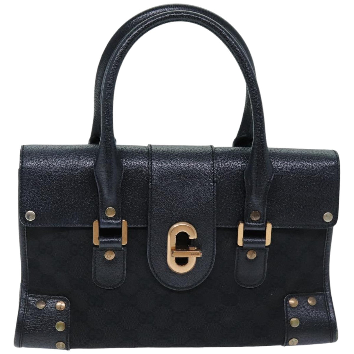 GUCCI GG Canvas Hand Bag Black 124286 Auth 76395