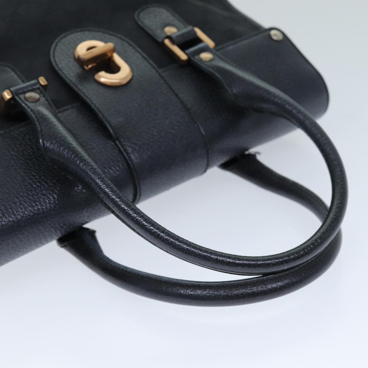 GUCCI GG Canvas Hand Bag Black 124286 Auth 76395