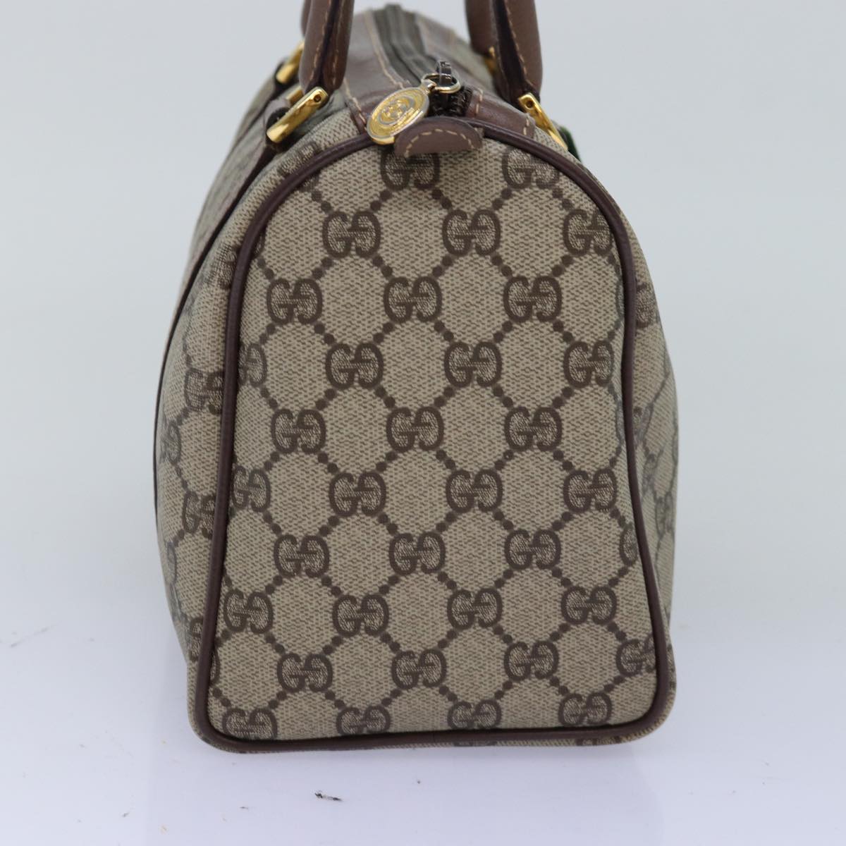 GUCCI GG Supreme Web Sherry Line Boston Bag PVC Beige 002 615 6838 Auth 76396